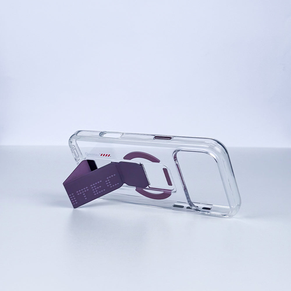 aslitec Magstand Crystal Clear Magsafe With Leather Kickstand Case For iPhone 18 Pro Max