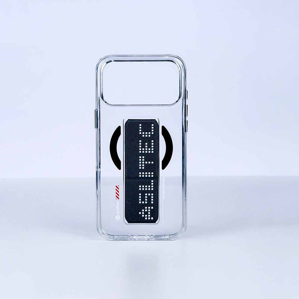 aslitec Magstand Crystal Clear Magsafe With Leather  Kickstand Cas For iPhone 18 Pro & 18 Pro Max