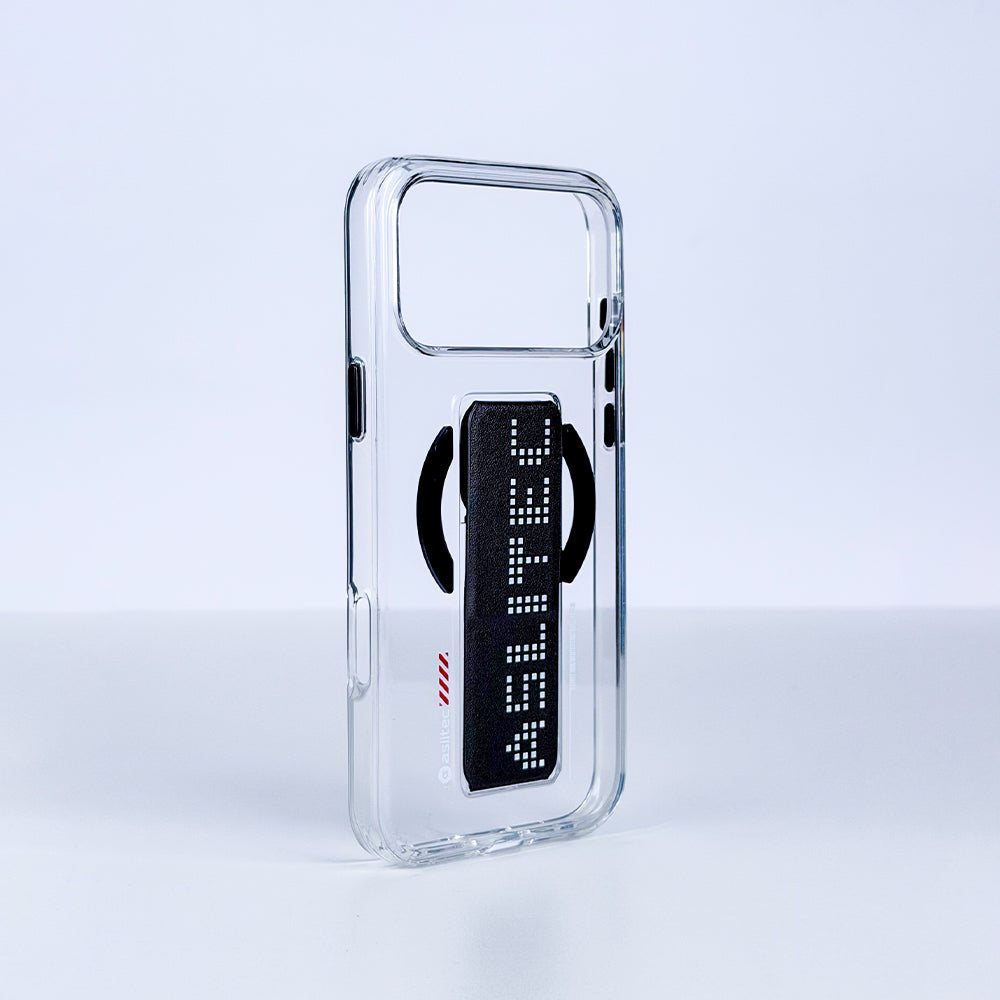 aslitec Magstand Crystal Clear Magsafe With Leather Kickstand Case For iPhone 18 Pro Max