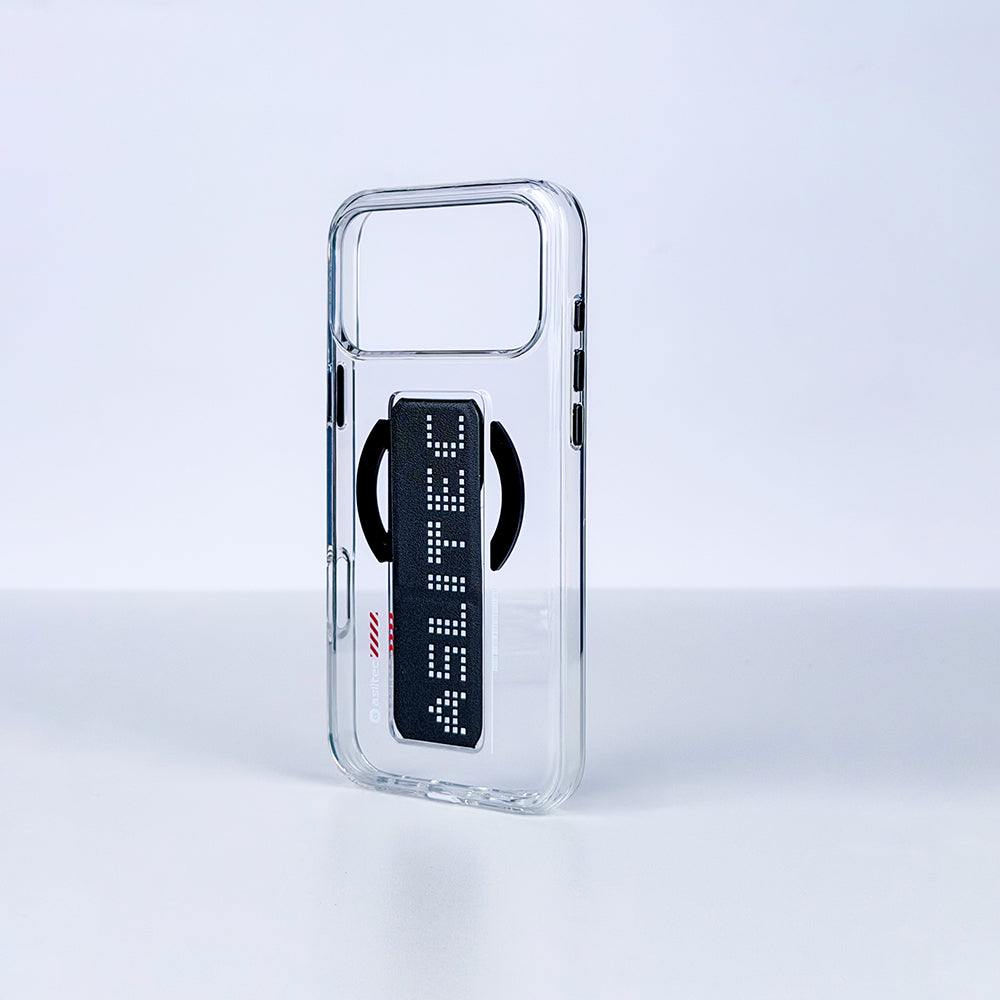 aslitec Magstand Crystal Clear Magsafe With Leather  Kickstand Cas For iPhone 18 Pro