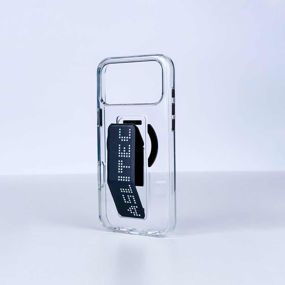 aslitec Magstand Crystal Clear Magsafe With Leather  Kickstand Cas For iPhone 18 Pro & 18 Pro Max