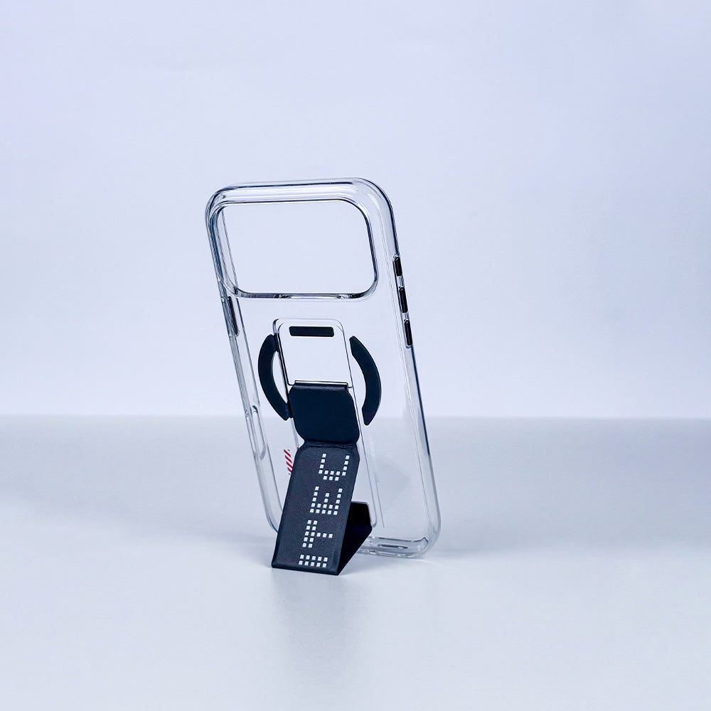 aslitec Magstand Crystal Clear Magsafe With Leather  Kickstand Cas For iPhone 18 Pro