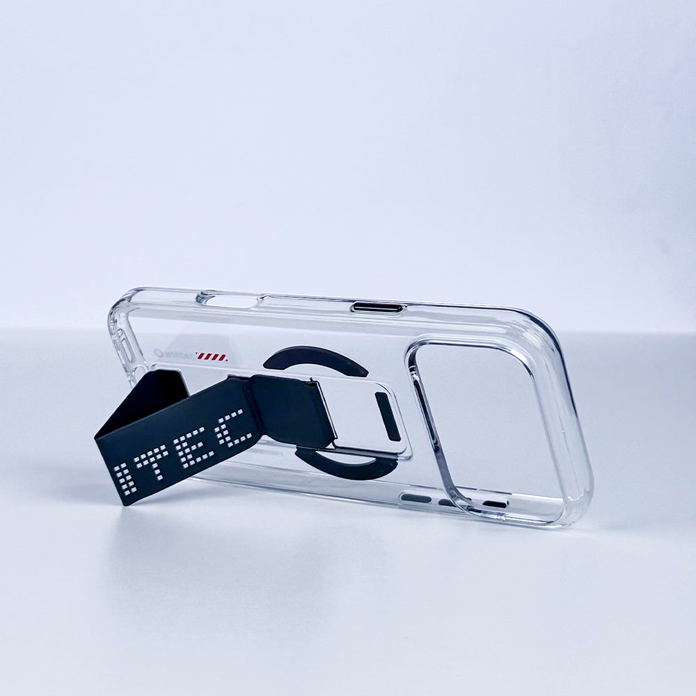 aslitec Magstand Crystal Clear Magsafe With Leather  Kickstand Cas For iPhone 18 Pro