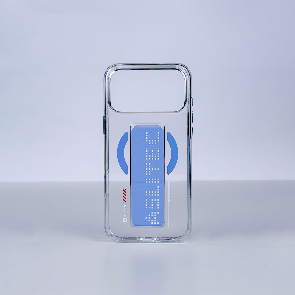 aslitec Magstand Crystal Clear Magsafe With Leather  Kickstand Cas For iPhone 18 Pro & 18 Pro Max