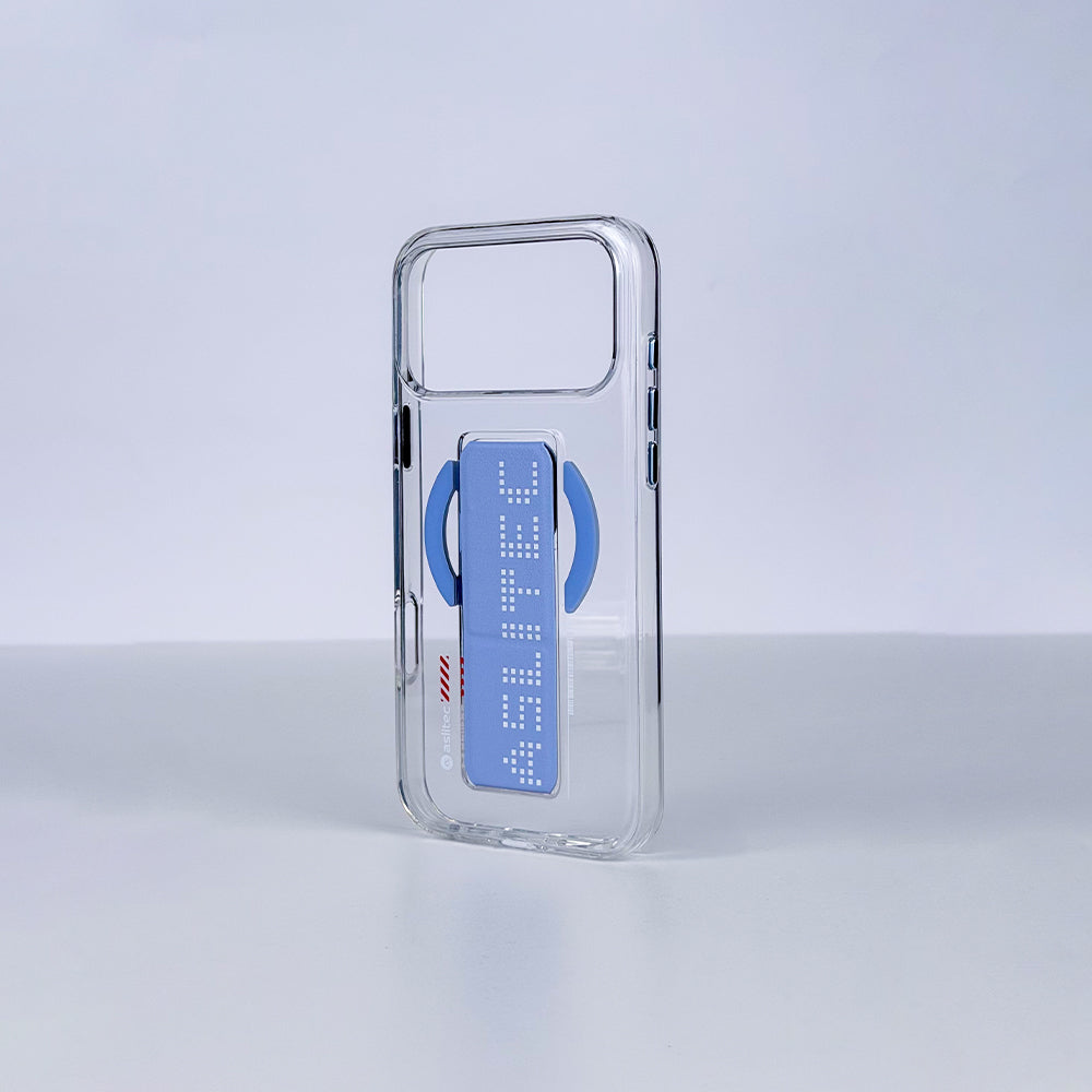 aslitec Magstand Crystal Clear Magsafe With Leather  Kickstand Cas For iPhone 18 Pro & 18 Pro Max