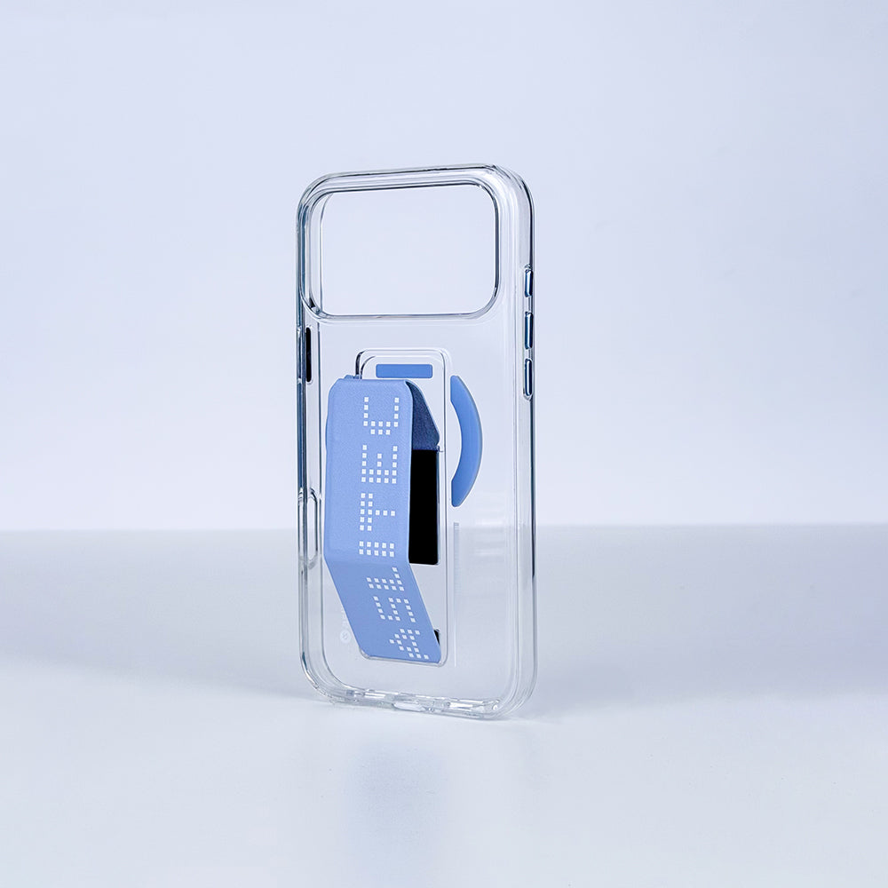 aslitec Magstand Crystal Clear Magsafe With Leather  Kickstand Cas For iPhone 18 Pro & 18 Pro Max