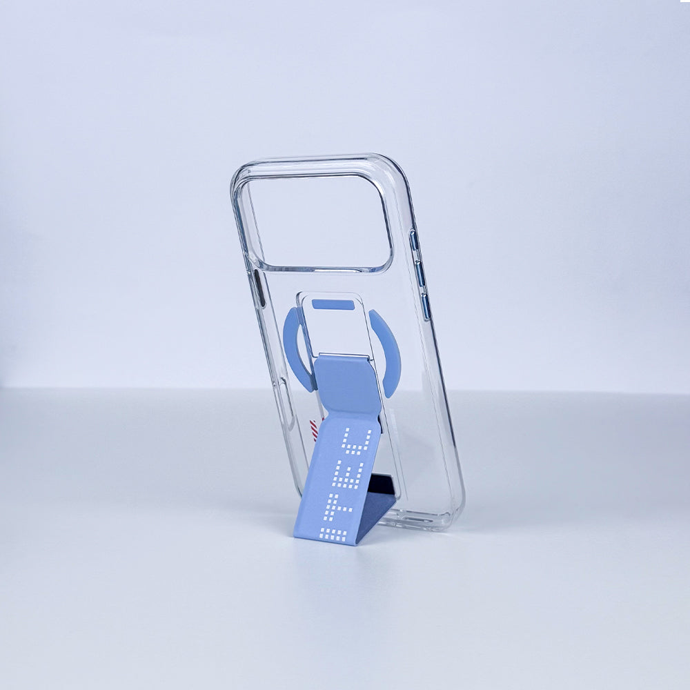 aslitec Magstand Crystal Clear Magsafe With Leather  Kickstand Cas For iPhone 18 Pro & 18 Pro Max