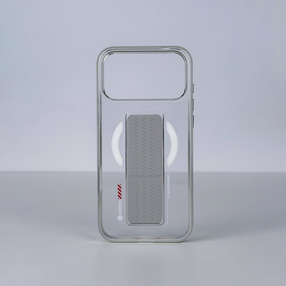 aslitec Luxestand Mag Crystal Clear Magsafe Case With Leather Kickstand For iPhone 18 Pro