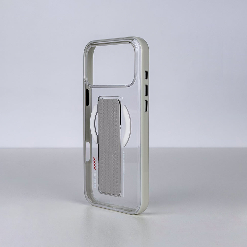 aslitec Luxestand Mag Crystal Clear Magsafe Case With Leather Kickstand For iPhone 18 Pro Max