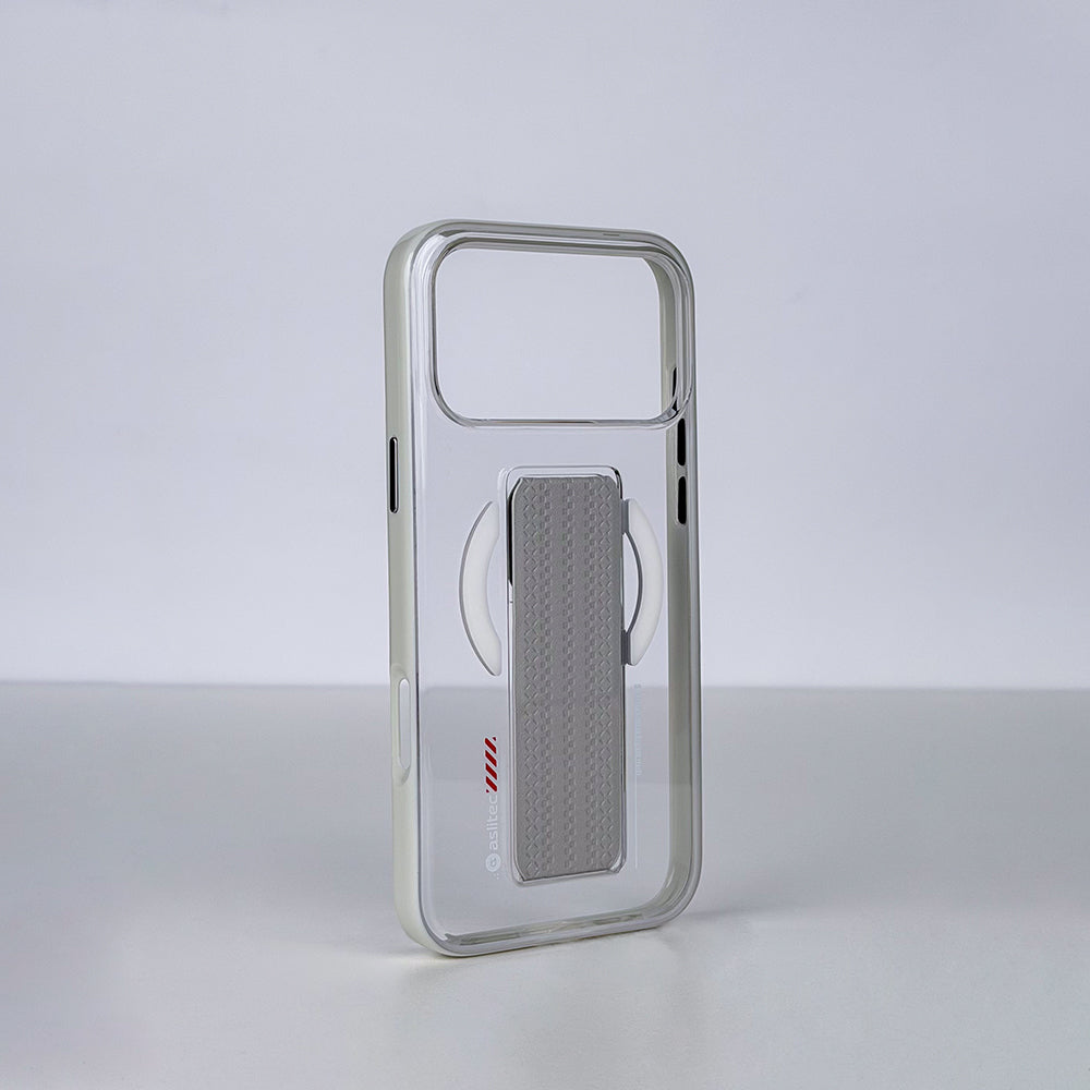 aslitec Luxestand Mag Crystal Clear Magsafe Case With Leather Kickstand For iPhone 18 Pro Max