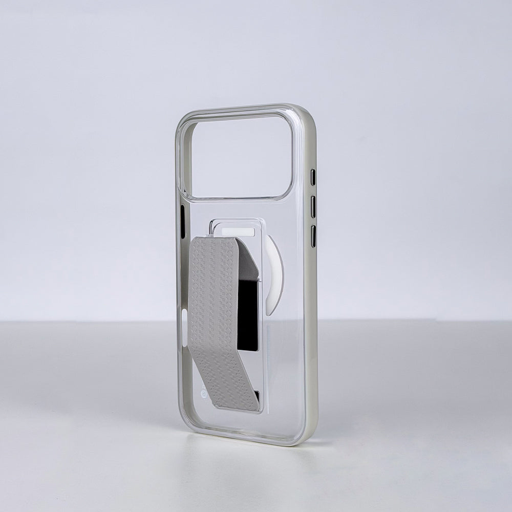 aslitec Luxestand Mag Crystal Clear Magsafe Case With Leather Kickstand For iPhone 18 Pro Max