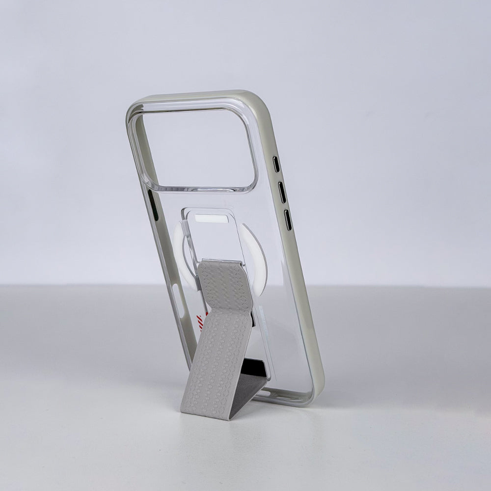 aslitec Luxestand Mag Crystal Clear Magsafe Case With Leather Kickstand For iPhone 18 Pro Max