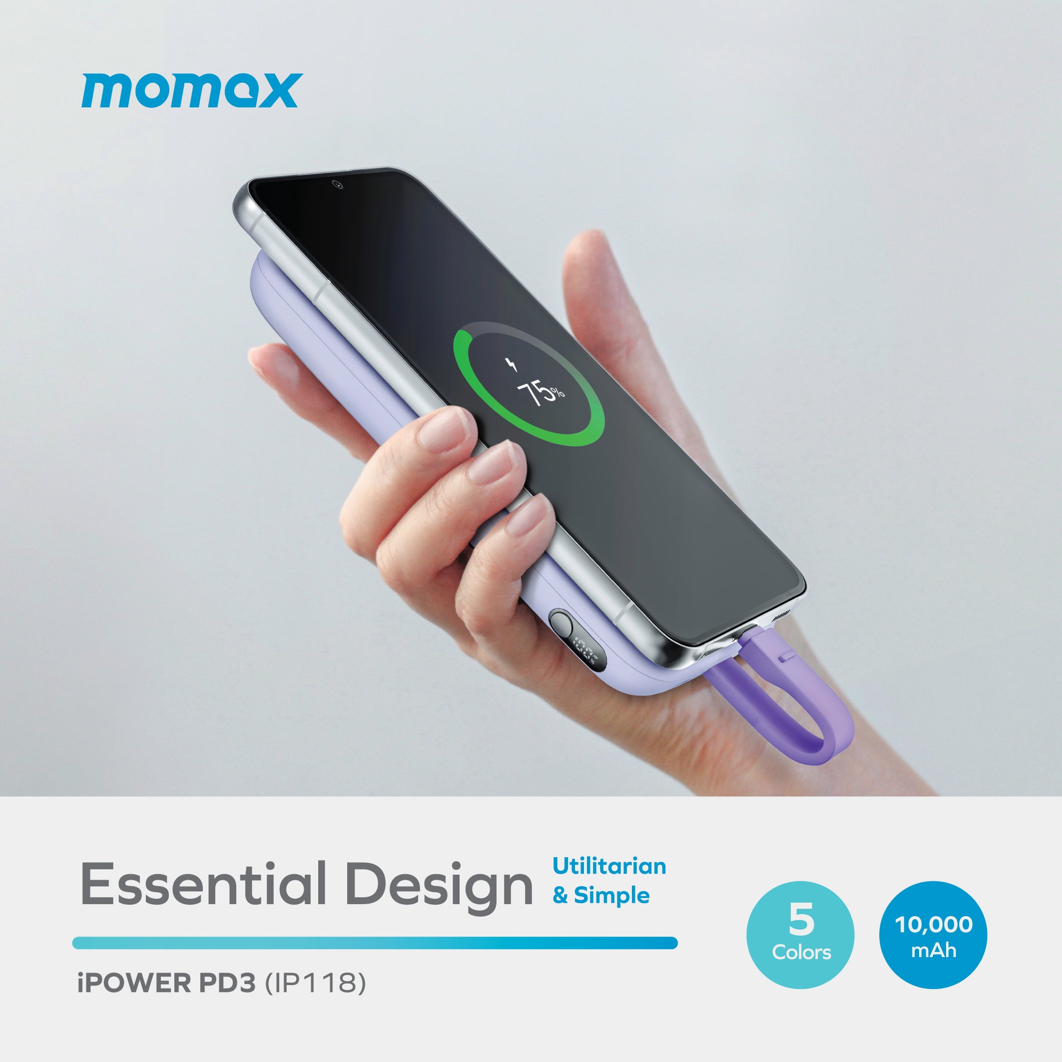 Momax iPower PD3 10000mAh Battery Pack | Pink