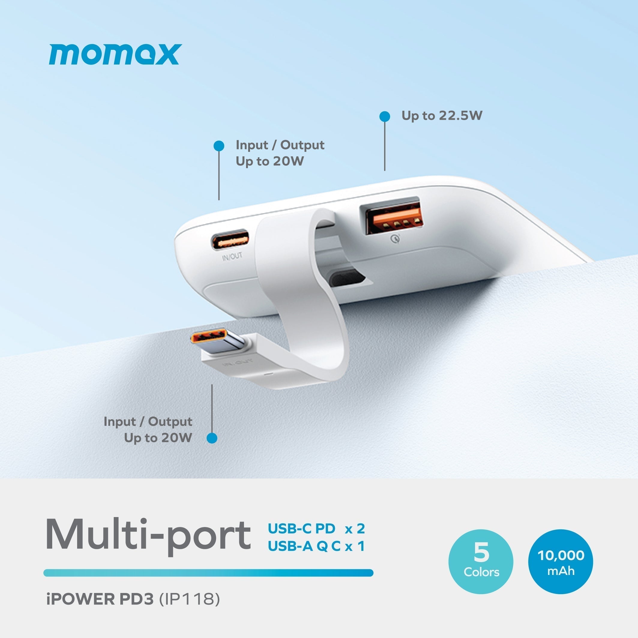 Momax iPower PD3 10000mAh Battery Pack | Pink
