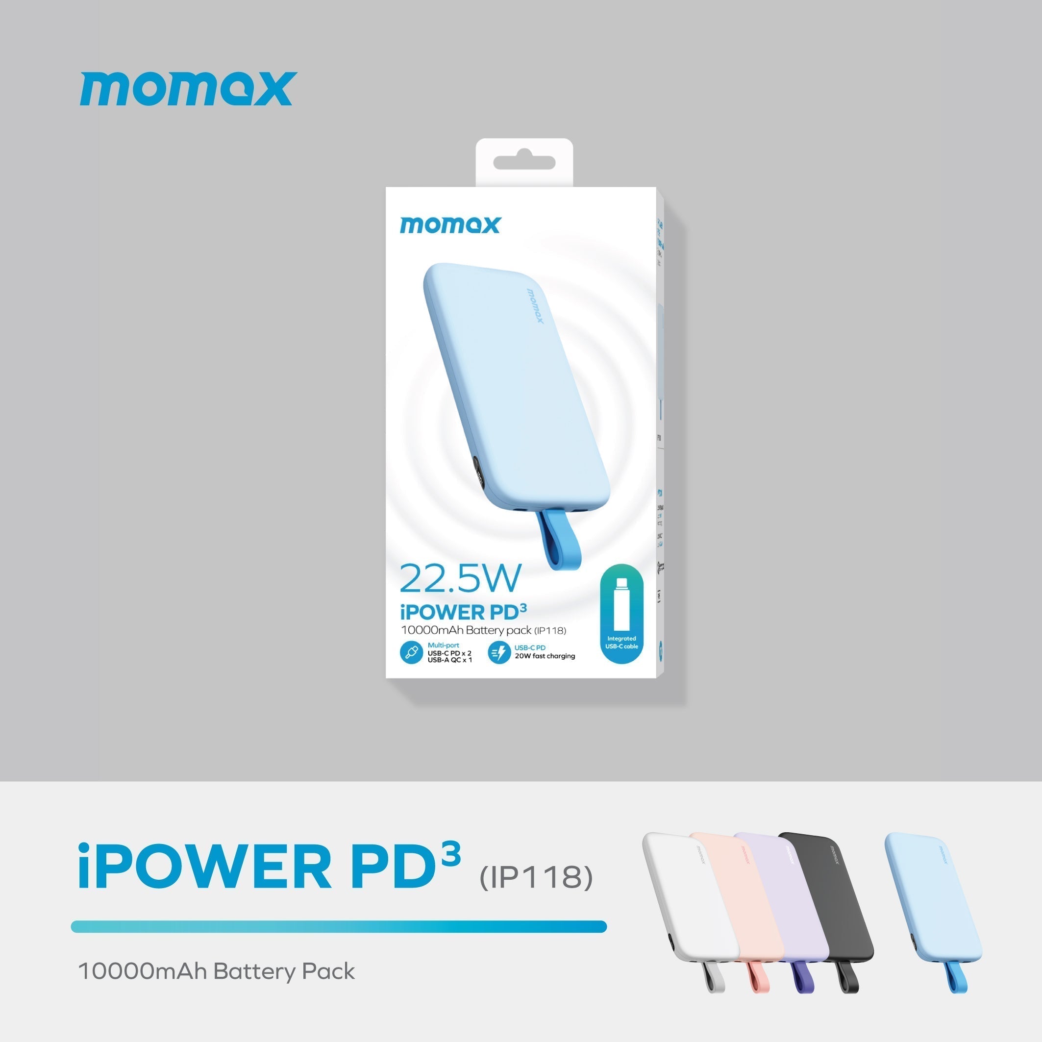 Momax iPower PD3 10000mAh Battery Pack | Pink