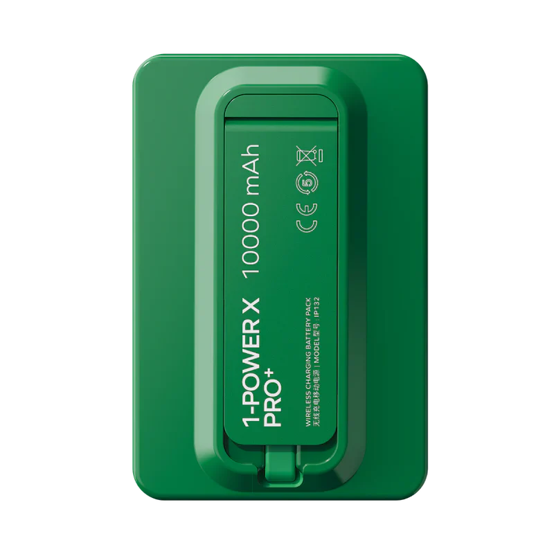 Momax 1-Power X Pro Magnetic Wireless Power Bank 5000mAh With Built-In USB-C Cable | Green