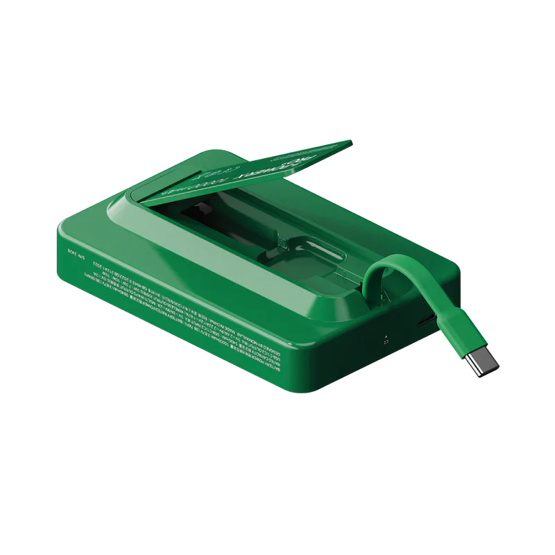 Momax 1-Power X Pro Magnetic Wireless Power Bank 5000mAh With Built-In USB-C Cable | Green