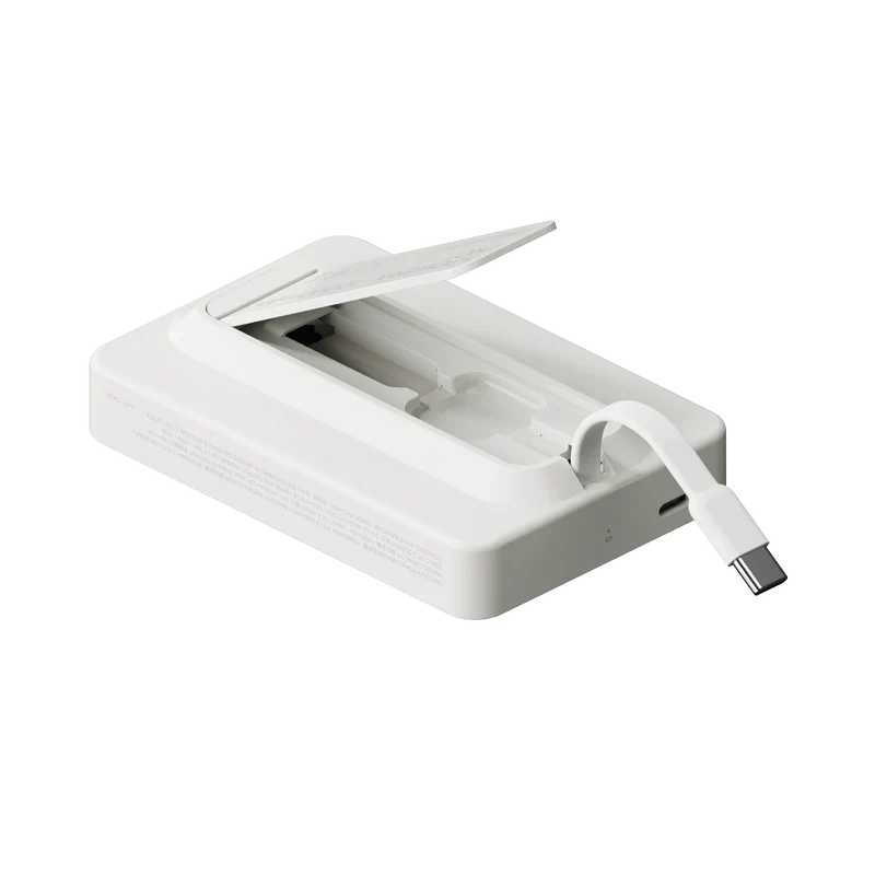 Momax 1-Power X Pro Magnetic Wireless Power Bank 5000mAh With Built-In USB-C Cable | White