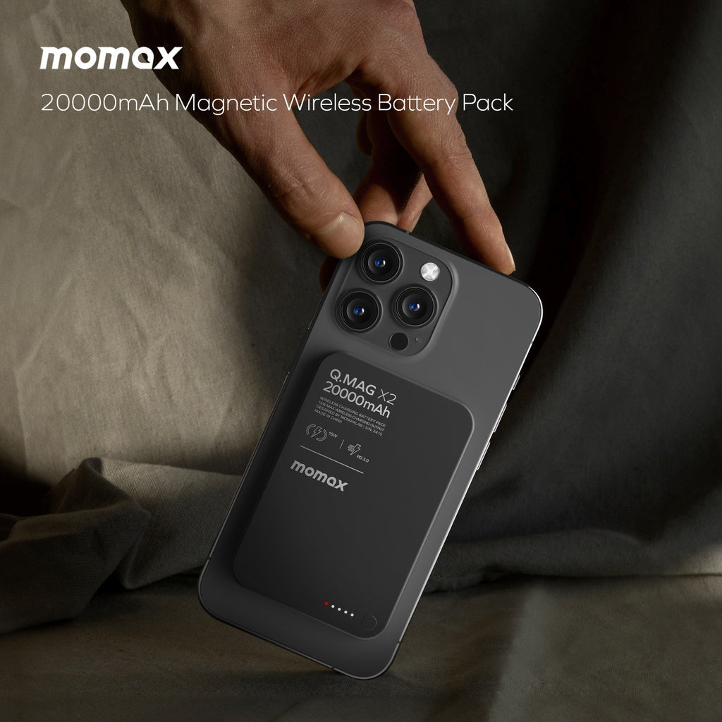 Momax Q.MAG X2 GEN2 20000mAh â€“ MagSafe Compatible Wireless Power Bank | Black