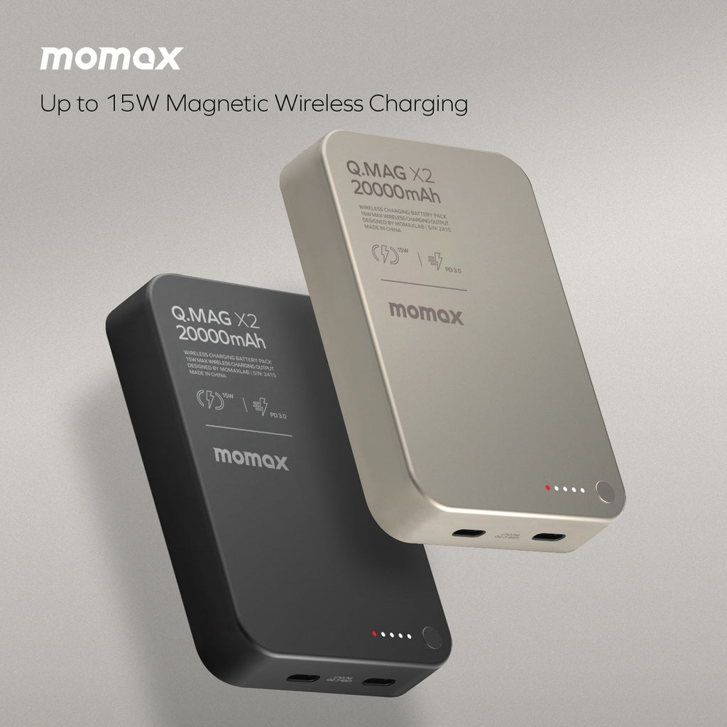 Momax Q.MAG X2 GEN2 20000mAh â€“ MagSafe Compatible Wireless Power Bank | Black