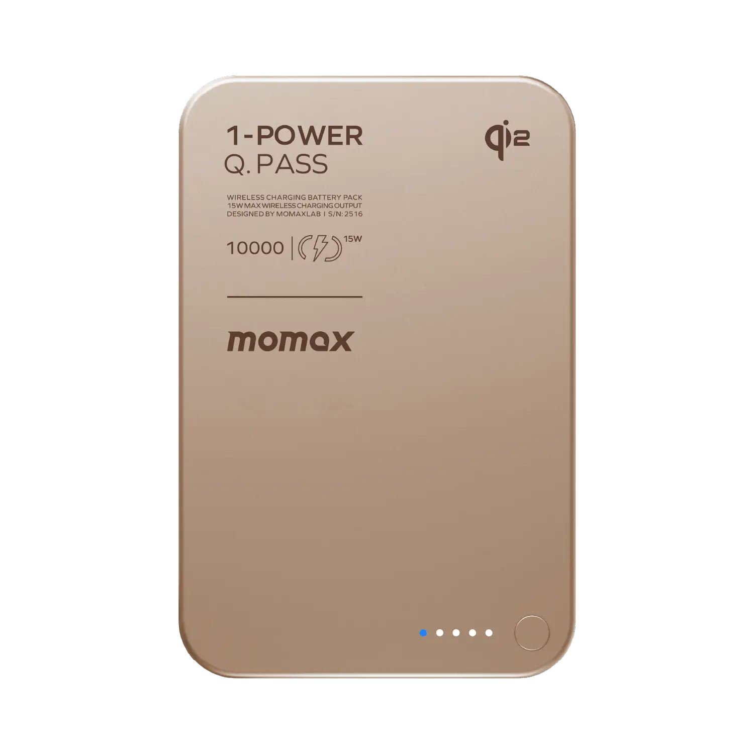 Momax 1-power Q.pass 10000mah Qi2 Magnetic Wireless Ultra Slim Battery Pack | Desert Titanium