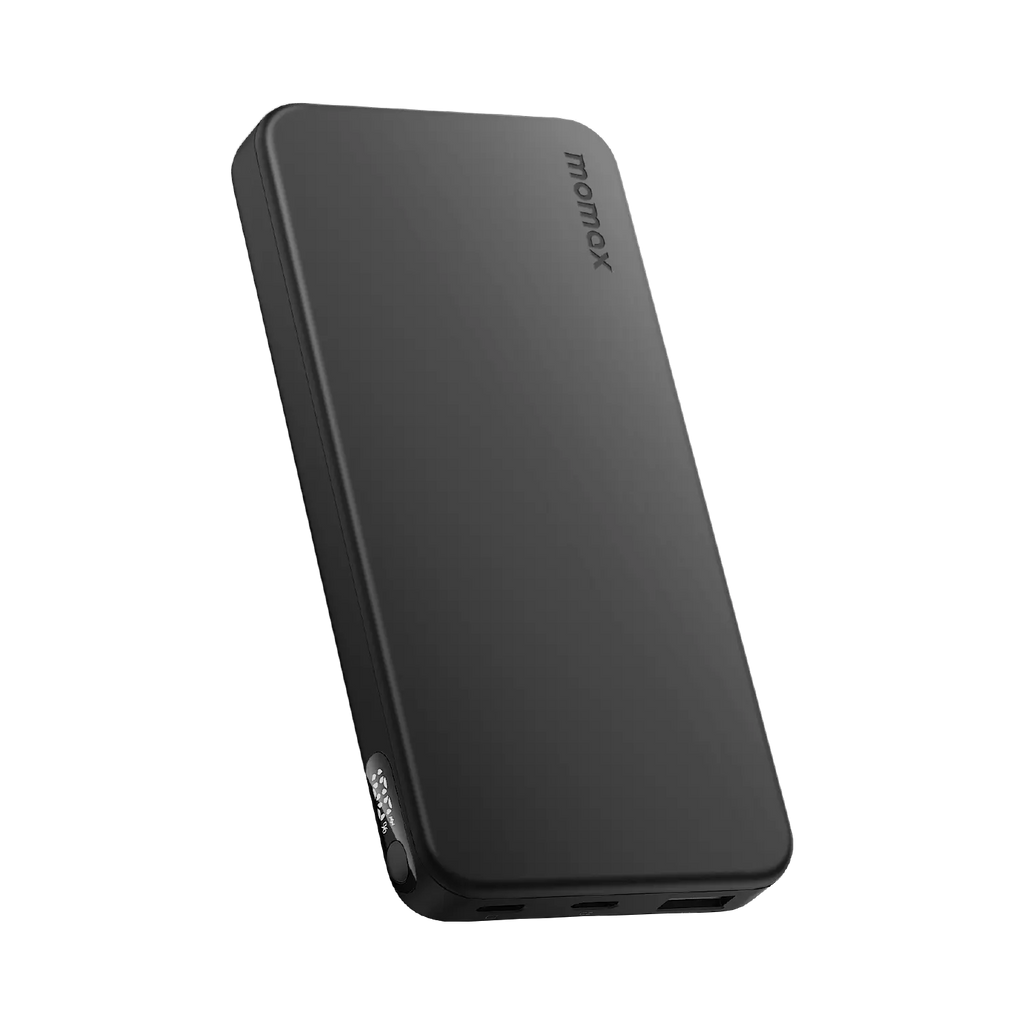 Momax 1-Power Vital Battery Pack 10000mAh With Dual Built-In Usb-C & Lightning Cable | Black
