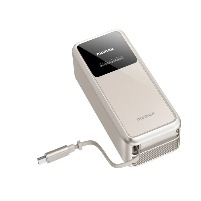 Momax 1-pac 45w 10000mah 3-in-1 Hybrid Gan With Built-in Retractable Cable Battery Pack | Titanium