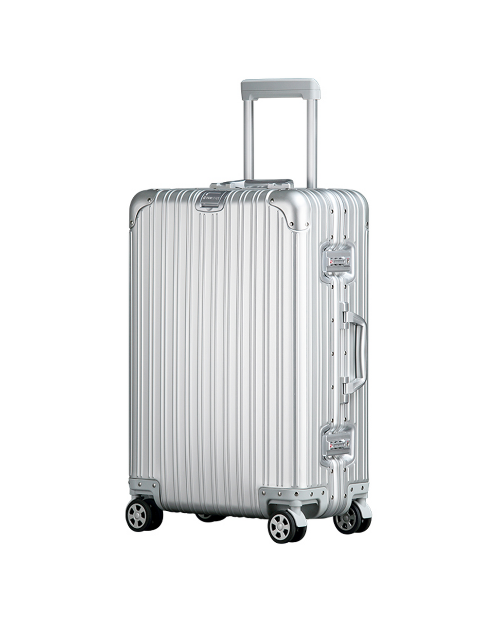 90 Percent Trolly Aluminum Suitcase 4 Wheels 20 Inch | Silver