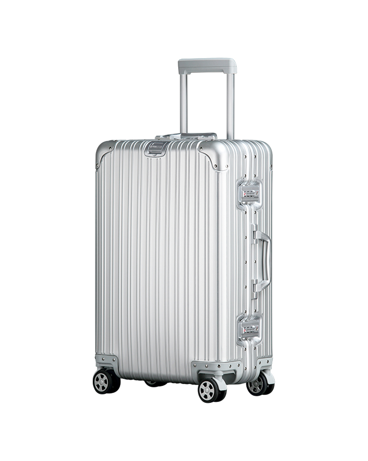90 Percent Trolly Aluminum Suitcase 4 Wheels 20 Inch | Silver