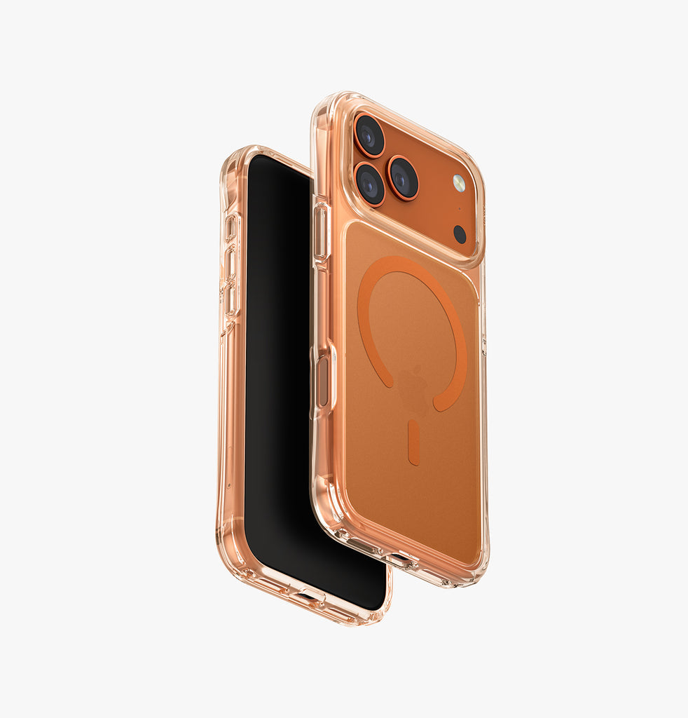 Uniq Hybrid Life Pro Xtreme MagSafe Case for iPhone 17 Pro | Frost Clear/Volt Orange