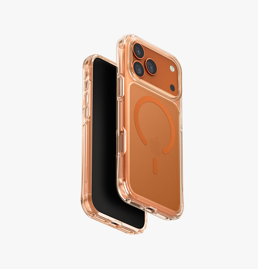 Uniq Hybrid Life Pro Xtreme MagSafe Case for iPhone 17 Pro Max | Frost Clear/Volt Orange