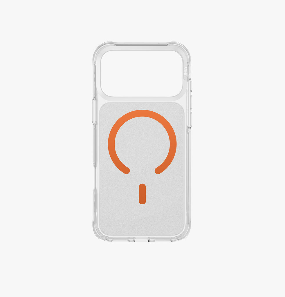 Uniq Hybrid Life Pro Xtreme MagSafe Case for iPhone 17 Pro Max | Frost Clear/Volt Orange