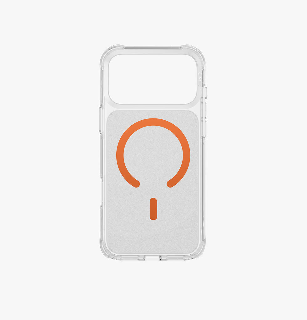 Uniq Hybrid Life Pro Xtreme MagSafe Case for iPhone 17 Pro Max | Frost Clear/Volt Orange