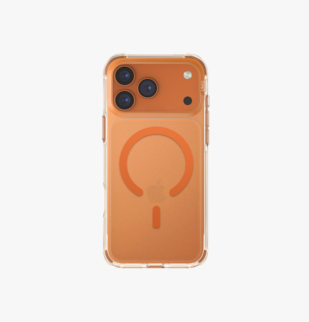 Uniq Hybrid Life Pro Xtreme MagSafe Case for iPhone 17 Pro Max | Frost Clear/Volt Orange