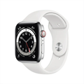 Apple Watch Series 6 GPS + Cellular, 44mm Silver Stainless Steel Case with White Sport Band - Regular