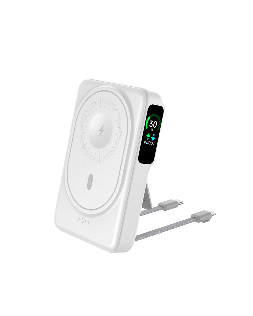 Asli Global Magcrest Hub 6-in-1 Magnetic 10000mAh PD Wireless Power Bank | White