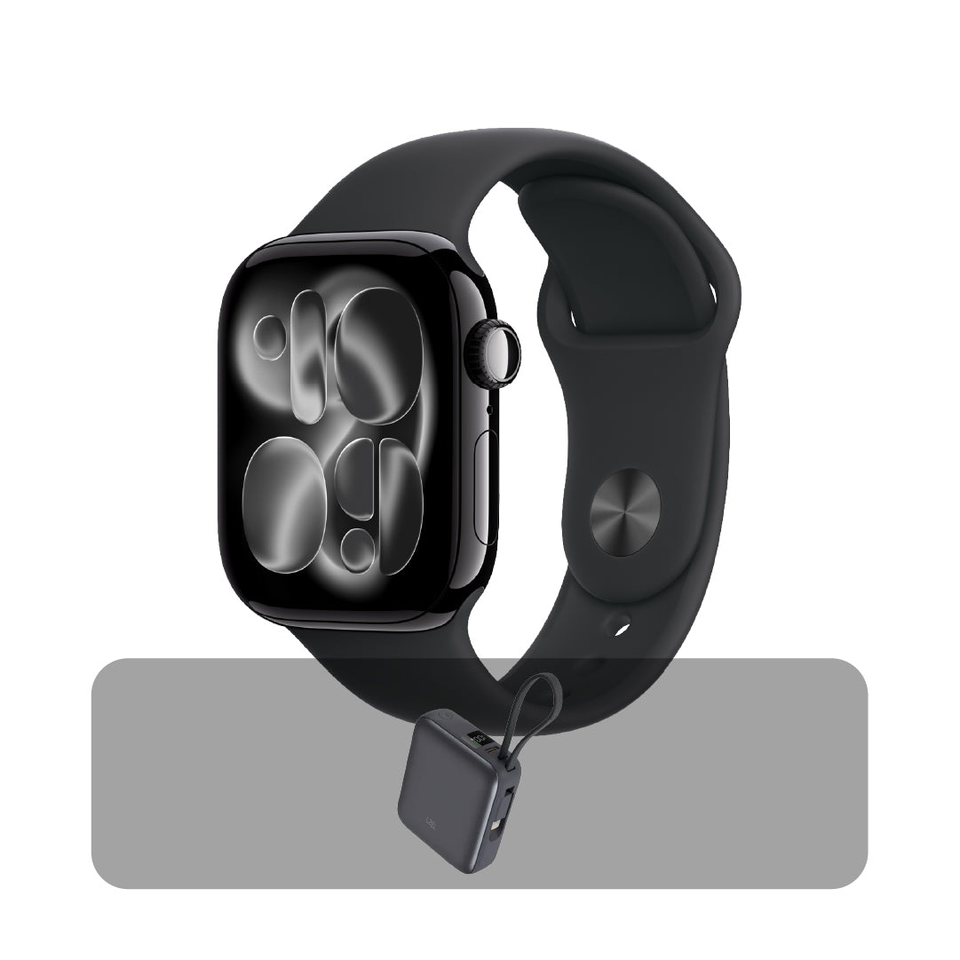 Apple Watch Series 11 - GPS - 46mmÂ - Jet Black Aluminium Case with Black Sport Band - M/L + Bundle Offer