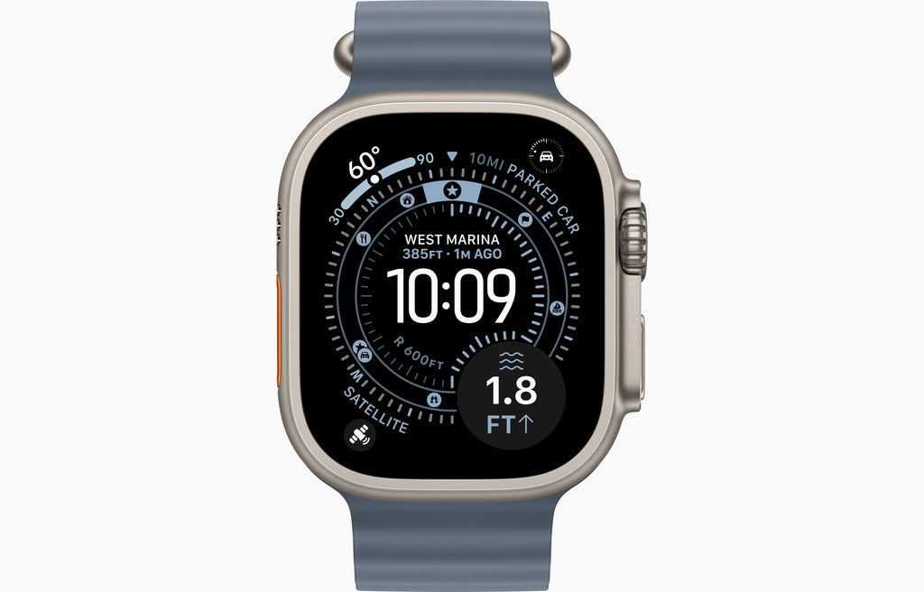 Apple Watch Ultra 3 GPS + Cellular 49mm Natural Titanium Case with Anchor Blue Ocean Band + Bundle Offer
