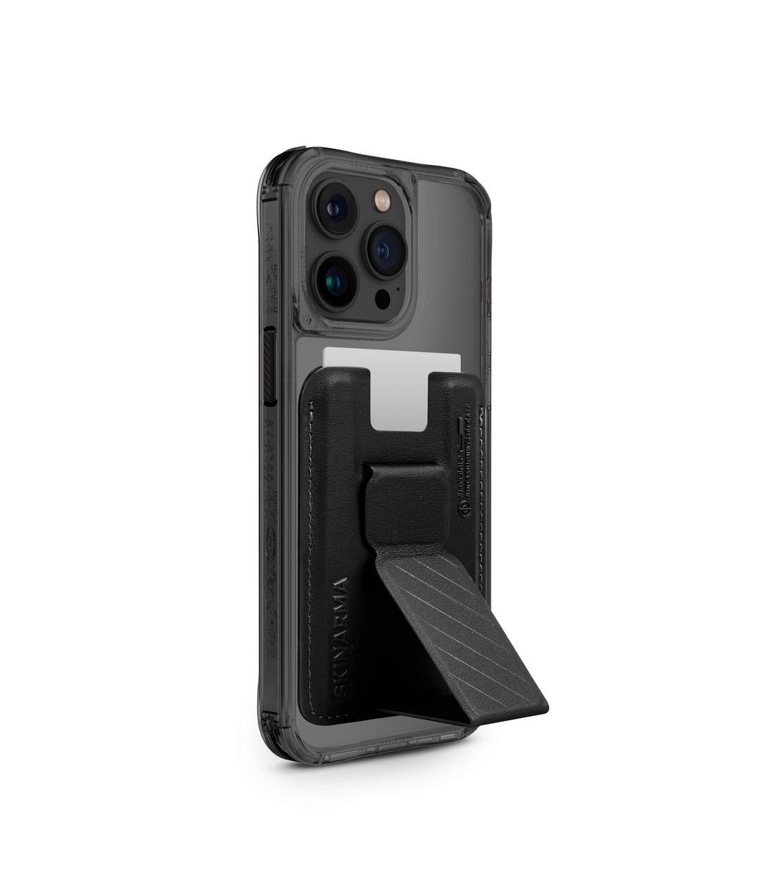 SkinArma iPhone 15 Pro Saido Case + Card Holder | Smoke
