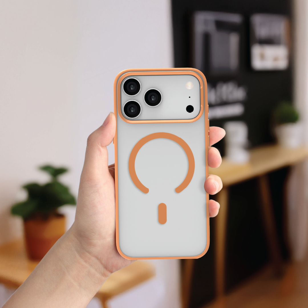 LZEL MagHexro Matte Case for iPhone 17 Pro | Papaya Orange