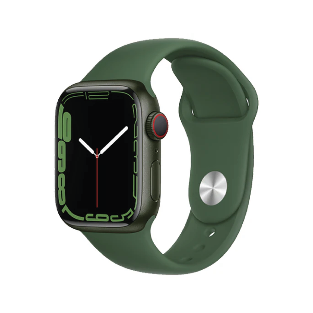Apple Watch Series 7 GPS + Cellular, 41mm Green Aluminium Case with Clover Sport Band - Regular