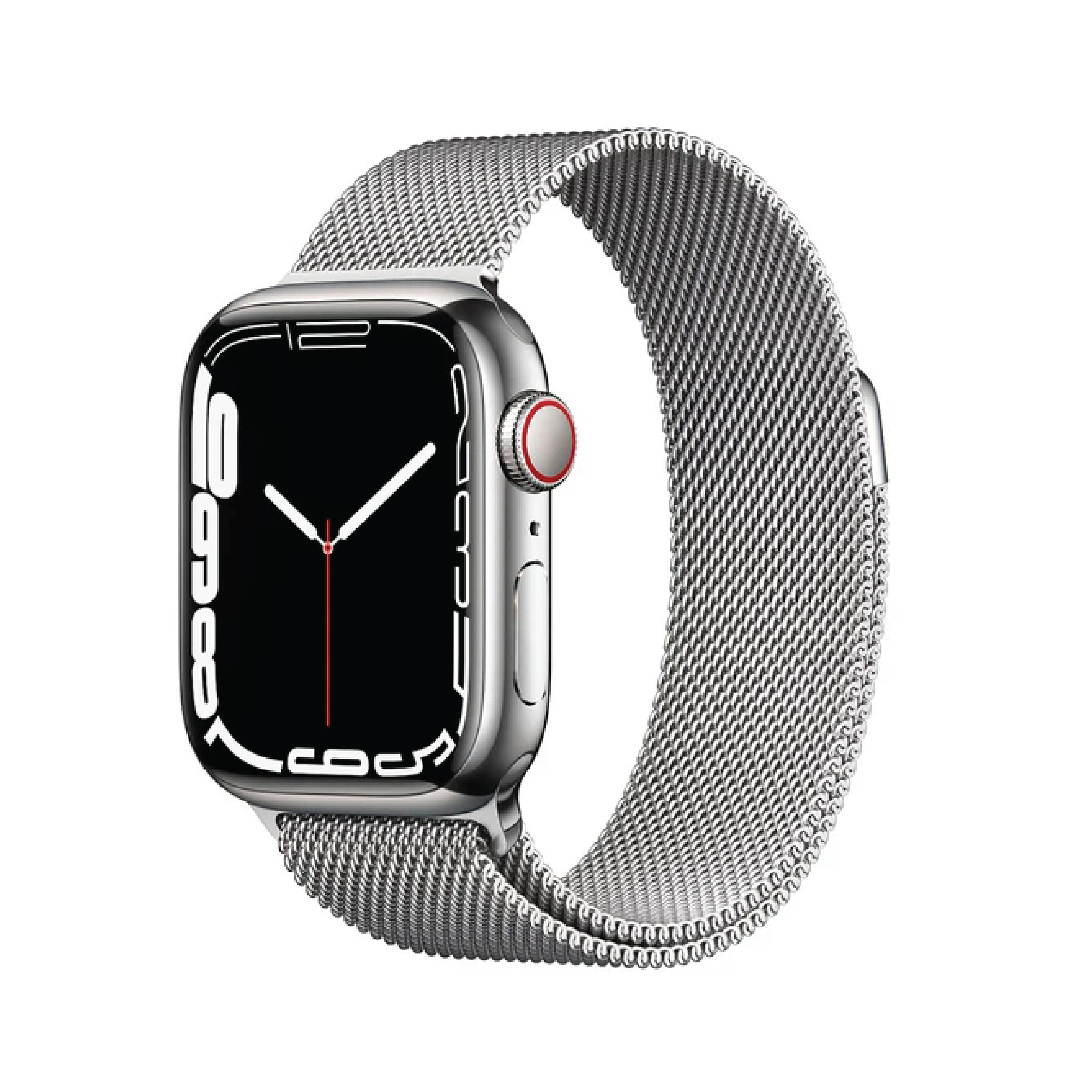 Apple Watch Series 7 GPS + Cellular, 45mm Silver Stainless Steel Case with Silver Milanese Loop