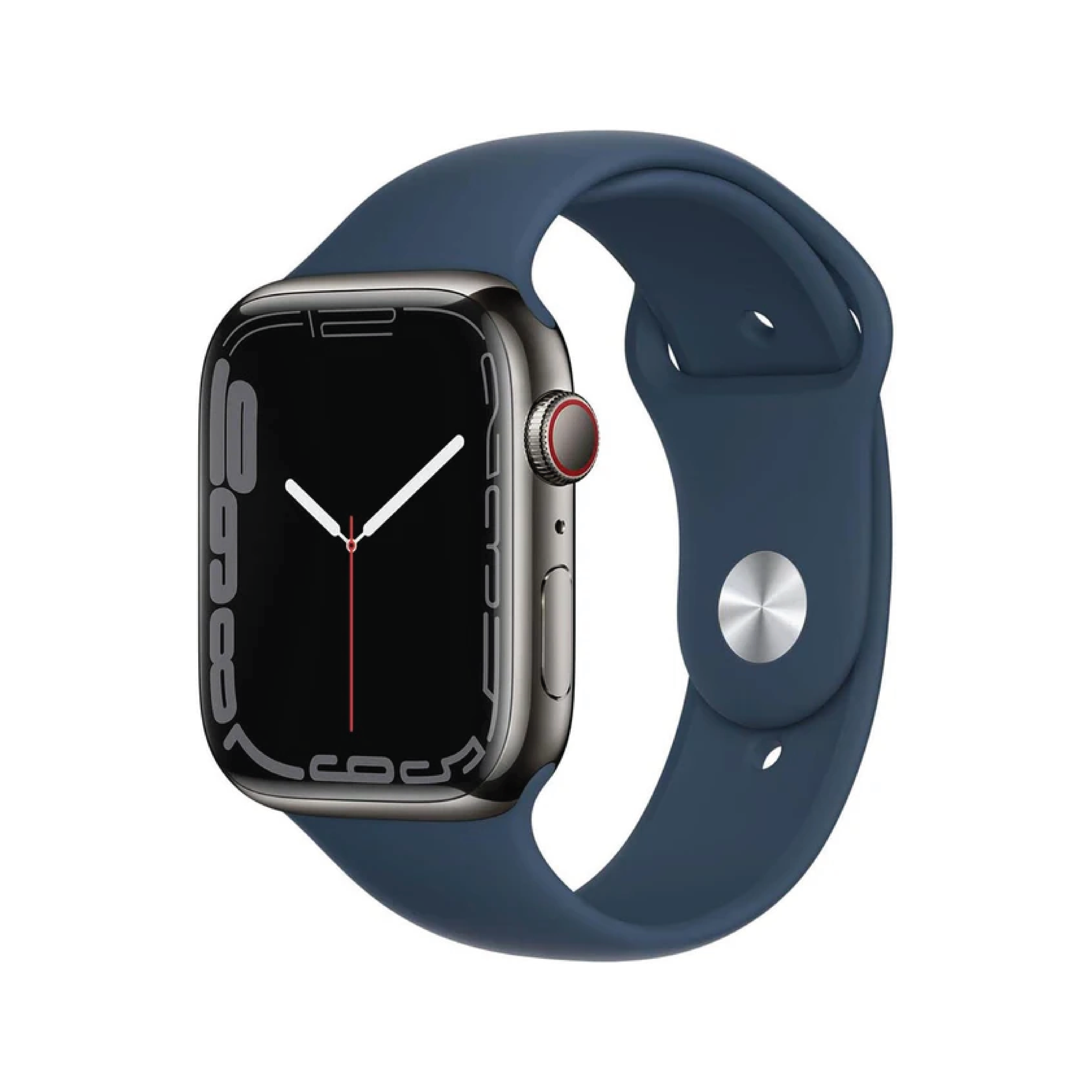 Apple Watch Series 7 GPS + Cellular, 45mm Graphite Stainless Steel Case with Abyss Blue Sport Band - Regular