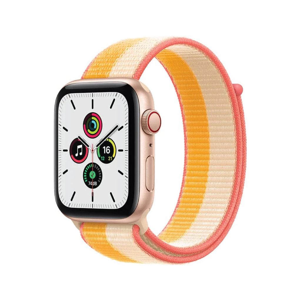 Apple Watch SE GPS + Cellular 44mm Gold Aluminium Case with Maize/White Sport Loop