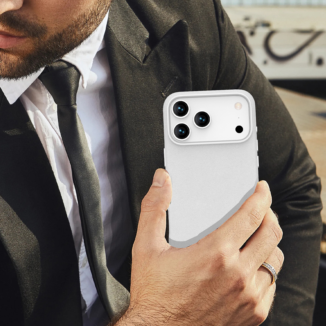 LZEL MagOrbio Leather Case for iPhone 17 Pro | Light Gray