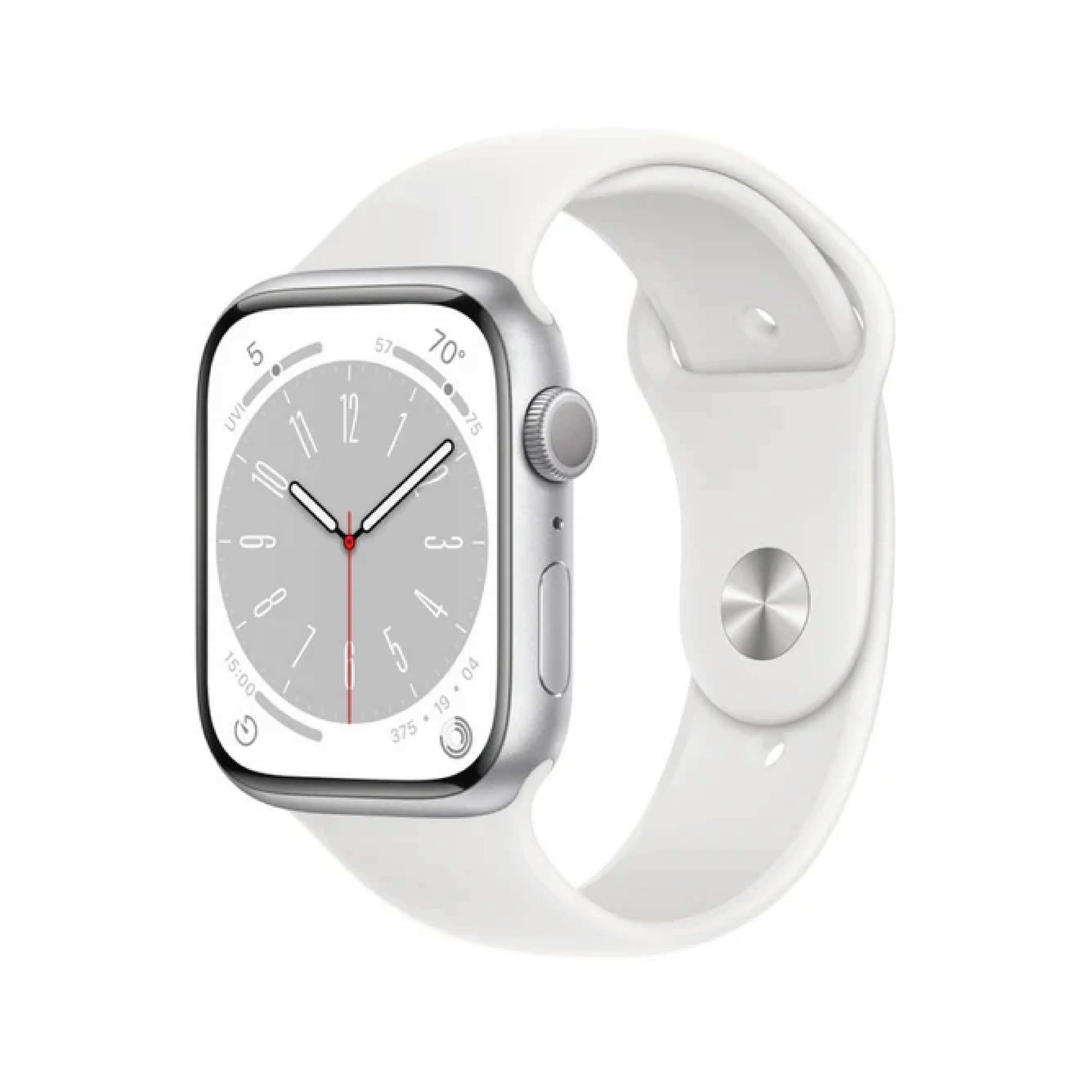 Apple Watch Series 8 GPS 45mm Silver Aluminium Case with White Sport Band - Regular