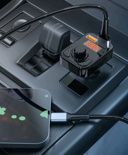 90 Percent MotoCharger FM – Dual-Port FM Transmitter Car Charger | Black