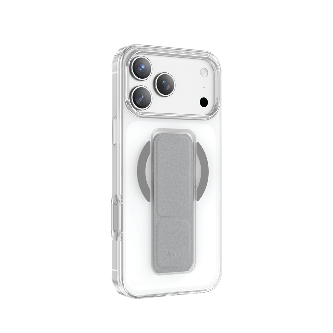 Asli Global MagTrox Gravitas Transparent MagSafe Case with Leather Grip for iPhone 17 Pro | Natural Titanium