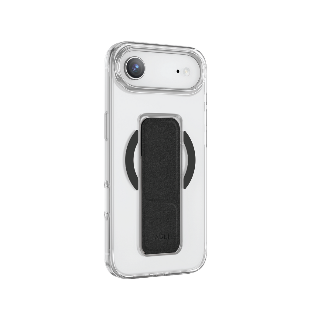 Asli Global MagTrox Gravitas Transparent MagSafe Case with Leather Grip for iPhone Air| Black