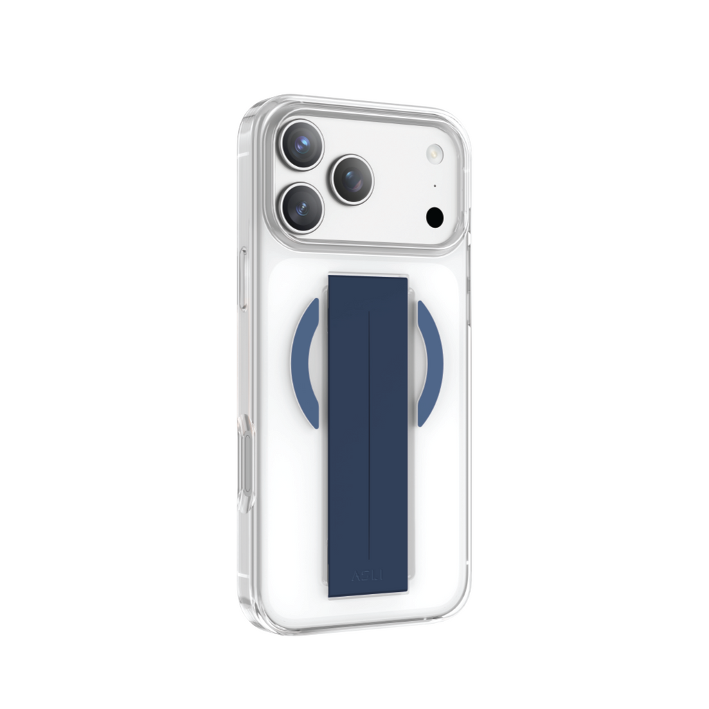Asli Global MagTrox Siliox Grip Transparent MagSafe Case for iPhone 17 Pro | Blue Titanium